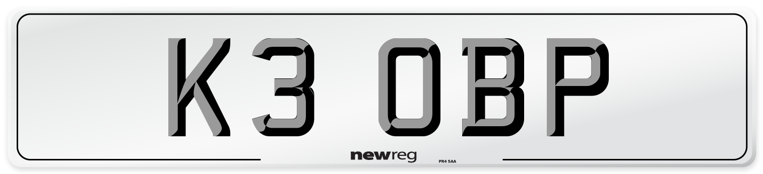 K3 OBP Number Plate from New Reg